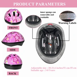 Lamsion Kids Helmet Adjustable for Kids Ages 3-8 Years Old Boys Girls, Toddler Helmet with Protective Sports Gear Set Knee Elbow Pads Wrist Guards for Cycling Skateboard Scooter