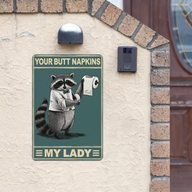 Forest Bathroom Tin Sign 8X12IN Quirky Metal Wall Art for Cabin Powder Room, Campground & Nature Theme Decor