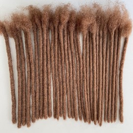 8 Inch 30 Str Loc Extensions Human Hair 100% Handmade Permanent Dreadlock Extensions for Women Men Can Be Curled and Bleached Loc Extension with Needle(0.6cm Width 30#)