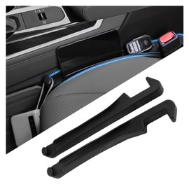 2PCS Car Seat Gap Filler Organizer with Side Hooks + Grooves,3 in 1 Car Seat Side Gap Filler for Filling Crevices and Storing Items,Updated No Drop Seat Guard Vehicle Accessories