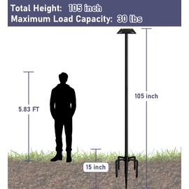 Ansionsol 105 Inch Smart Bird Feeder Pole with 5-Prong Base, Adjustable Bird House Pole Mount Kit for Outdoors, Heavy Duty Bird Feeder Stand for Wild Birds Watching, Black