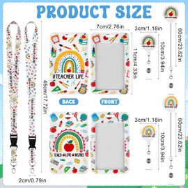 2 Pack School Theme ID Badge Holder with Lanyard School Theme Vertical Card Holder with Retractable Badge Clip and Neck Lanyard Teacher Lanyards for Id Badges, White