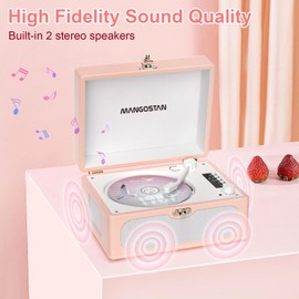CD Player Portable with Speaker, Rechargeable Desktop CD Player with Bluetooth Boombox AUX in Headphone Jack USB Playback and Remote Control, Peach Pink…