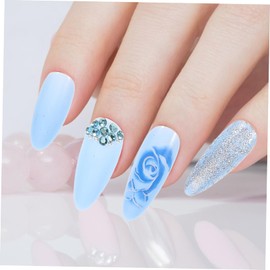 Ipetboom Diy Blue Rose Nail Art Pcs Women's Press on Nails Artificial Nails Rhinestones for Parties