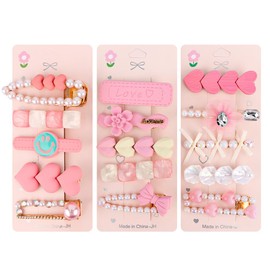 3Pack Cute kawaii Hair Clips for Girl Women 2.5 inch Cutecore Hair Accessories for Girls Decorative Pearl Hair Clips for Styling Small Metal Clip for Kids Teens Women