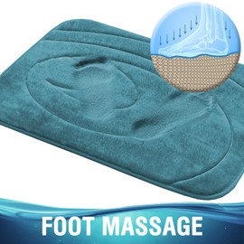 Flamingo P Upgraded Thick Memory Foam Bath Mat Rug 24x17 Inch Ultra Soft Non-Slip Water Absorbent Bathroom Rug Machine Washable Quick Dry Bath Rug for Floor Shower Tub Doormat Dark Teal