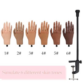 Mano de entrenamiento de práctica de uñas para uñas acrílicas con soporte de soporte, mano de maniquí de silicona suave, flexible y flexible, para práctica de uñas, herramienta de práctica de arte