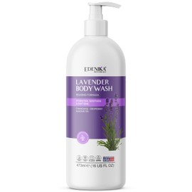 EDENIKA BOTANICALS Lavender Body Wash with Chamomile, Grapeseed & Almond Oil, 16 fl oz, Relaxing & Moisturizing Formula, Vegan, Sulfate-Free, Paraben-Free, for All Skin Types