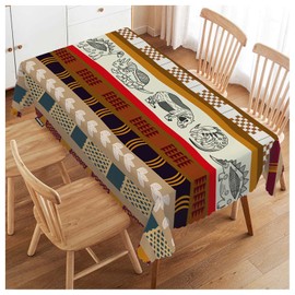Swono Dinosaurs Tablecloth Tribal Geometric Animal Dinosaurs Heavy Duty Table Cloth Decorative Table Cover for Kitchen, Party Banquet and Holiday Tablecloth, 52x70 Inch(4-6 Seats)