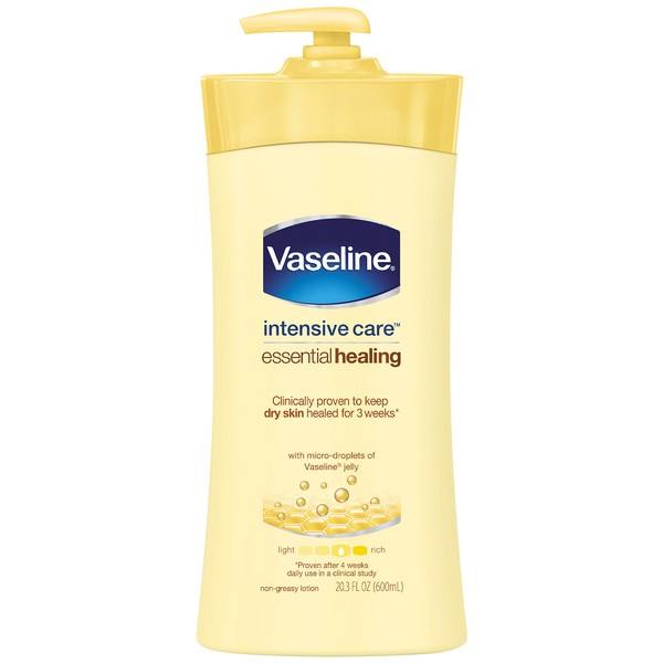 Vaseline Intensive Care Body Lotion, Essential Healing, 20.3 Fl Oz (Pack of 3)