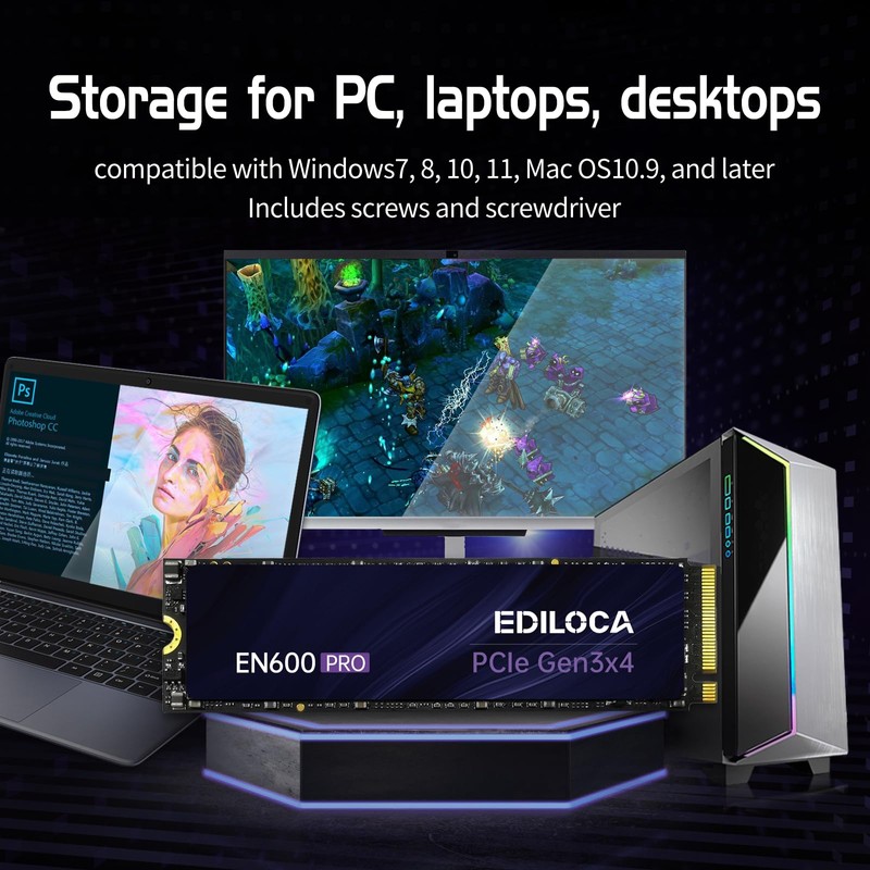 Ediloca EN600 PRO SSD PCle 3.0x4, NVMe M.2 2280, SLC