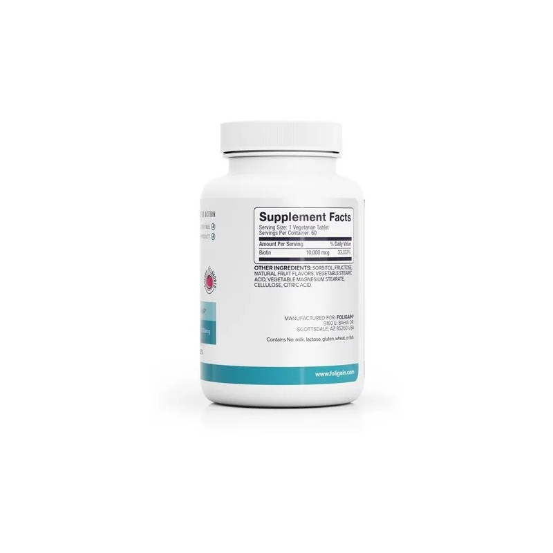 Foligain Biotina Rápida Disolución 10,000mcg 60 Tabletas