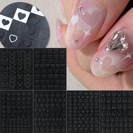 XEAOHESY 10 Sheets Airbrush Stencils Nail Stickers for Nails Self-Adhesive Heart Butterfly Flower Snowflake Star French Tip Nail Decals Stencils Tools for Women Girls Manicure Accessories