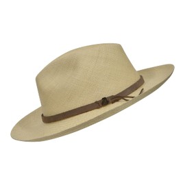Original Panama Hat - Wide Brim Classic Fedora - Leather Band - Handmade in Ecuador by Ecua-Andino (Natural, Small | 54cm - 55cm)