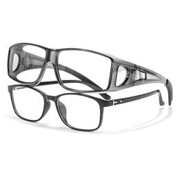 LVIOE Wrap Around Oversized Blue Light Blocking Glasses Square TR90 Big Large Huge Trendy Fit Over Glasses Men Women LB0311M