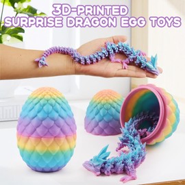 Josunlealy 2 Packs Dragon Eggs with Dragon Inside, Dragon Egg Fidget Toy, 3D Dragon Eggs with Dragon Inside, Mystery Dragon Egg, (4PCS-F)