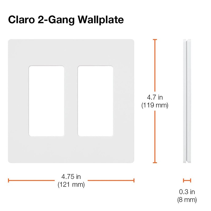 Lutron Claro Light Switch Cover Plate, 2 Gang Wallplate, for