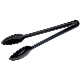 Winco CVST-12K, 12-Inch Black Polycarbonate Serving Tongs, Plastic Buffet Utility Tong for Salad, NSF Listed