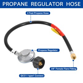 JEASOM 2 Feet Propane Regulator and Hose Universal Grill Regulator with Hose Replacement for LP Gas Grill, Heater and Fire Pit Table