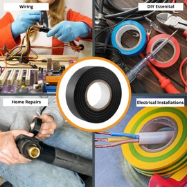 huzur elektrik Black Electrical Tape | Electrical Insulation Tape for Indoor Wiring Harnesses | High Quality Vinyl, Wear-Resistant, Moisture Resistant, Corrosion Resistant, Alkaline (10, Black)