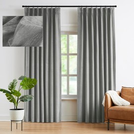 Kayne Studio Back Tab Velvet Pinch Pleated Curtains 72 Inch Long,Room Darkening Thermal Insulated Noise Reducing Window Treatments Drapesfor Living Room Pewter Gray,22 Hooks,2 Panels,38" x 72"
