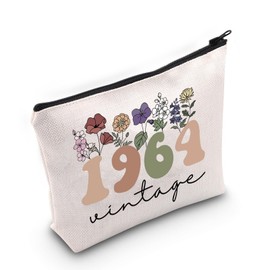 60th Birthday Gift Zipper Pouch Bag Happy 60th Birthday Gifts for Women Turning 60 Gift Vintage 1964 Cosmetic Makeup Bag (C-Vintage 1964 Bag)
