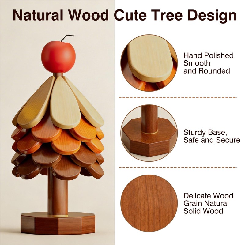 Wooden Trivets for Hot Dishes Tree Trivet Set with Apple
