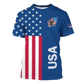 Men's American Flag T-Shirts 3D Printed Novelty Graphic Short Sleeve Shirts Casual Crew Neck Tees Unisex Fashion Tops