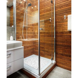 Circul Shower Mat 53 x 53 cm White Stone Effect