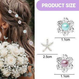 DWFEYOI 15 Stück weiße Mini Blumen Haarspangen mit Strass,Süße Mini-Haarspange mit Strasssteinen und Perlen für Damen, Braut-Haarspangen für Mädchen, Hochzeit, Haarschmuck (3 Muster)