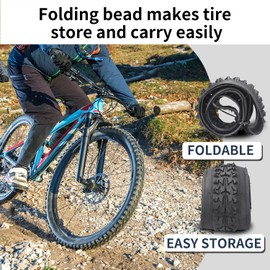 SIMEIQI 2 Pack 24"/26"x 2.125" Bike Tire Folding MTB Mountain Bike Replacement Bicycle Tire (24"/1 Tire)