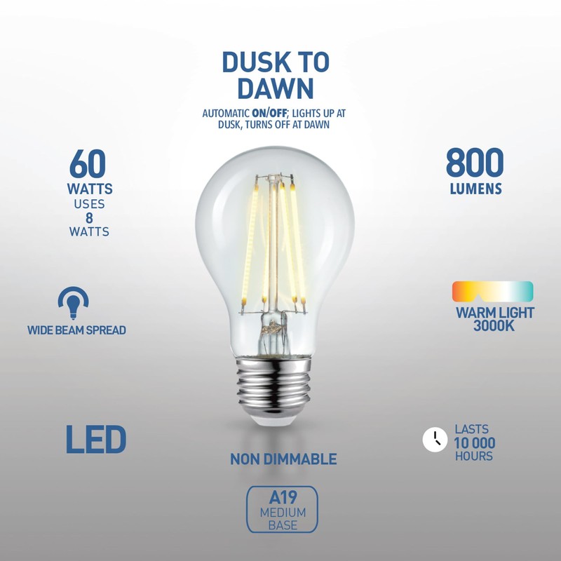 GLOBE Electric 35593 60W Equivalent Warm White (3000K) A19 Dusk