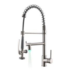 Modern Single-Hole Pull Kitchen Faucet Contemporary Made China 304 Stainless Steel Ceramic for American KitchensSurface Finishing: Other, Color: 512-33N-LED