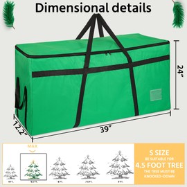 ITHWIU Christmas Tree Storage Bag Fit 4-5 Ft Holiday Tree | Large Capacity 39 Inch Christmas Storage Container with Handles and Sleek Zipper,Green