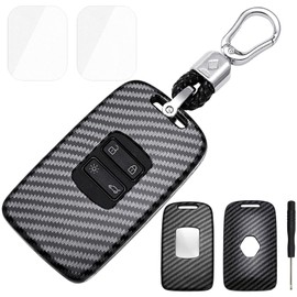 Car Key Case 4 Buttons Compatible with Renault Clio Espace 5 Master Bus Talisman Kadjar Captur Key Case Carbon Fibre Key Cover Key Protection Protective Case with Key Ring