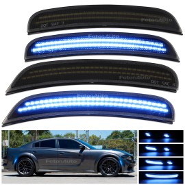 4PCS Animation Dynamic White Blue Pink Fender Side Marker Lights for Dodge Charger 15-23 Amber Red Sequential Led Indicator LampNumber of Bulbs: 4, Light Color: Blue Dynamic startup C03-02-0563, Lamp Type: LED