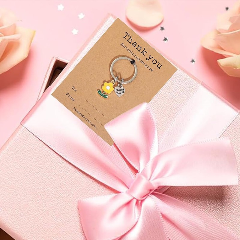 Auony 5pcs Teacher Appreciation Keychain Gifts in Bulk, Thank You