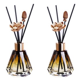 2PCS 60ml/2oz Empty Refillable Glass Diffuser Bottle Diffuser Jars Aromatherapy Storage Container Fragrance Accessories Use for DIY Replacement Diffuser Sticks Decor (Amber Gradation)