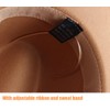 QUUPY Khaki Classic Felt Fedora Hat Wide Brim Floppy Panama