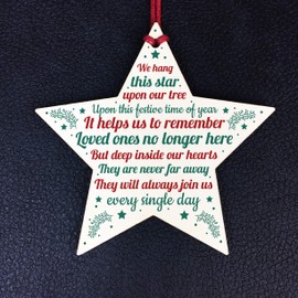RED OCEAN Christmas Memorial Bauble Tree Decorations Handmade Wooden Star Memorial Mum Dad Nan Grandad Brother