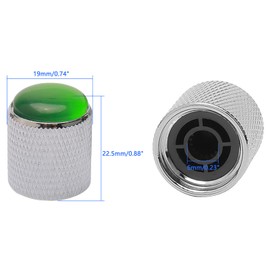 Unxuey 3PCS Sliver Guitar Control Knobs Volume Tone Control Knobs with Green Dome for 6mm Shaft Pots