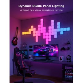 Govee Mini Panel Lights, RGBIC LED Wall Panels, Smart DIY Cube Wall Light, Works with Matter, Alexa, Google Assistant, Sync with Music, Hexagon Lights for Home Decor, Gaming Room, Bedroom, 10 Pcs