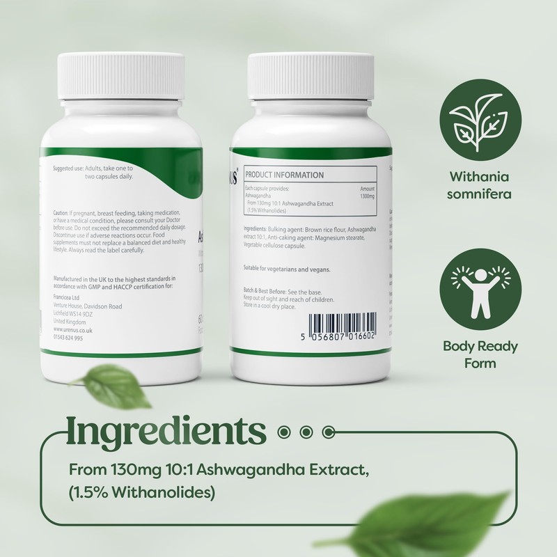 Ashwagandha 1300 mg High Strength – 10:1 KSM-Style Extract for