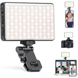 120 LED Selfie Light for Phone with Front & Back Clip, 3 Light Mode CRI 95+ 2500K-9000K Infinitely Dimmable Light, 3000mAh High Power Rechargeable Clip On Light for Selfie, Tiktok, Vlog - Color: black