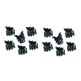 12 Black Mini Butterfly Hair Claw Clips Clamps Hair Grips for Women Girls by Glitz4Girlz