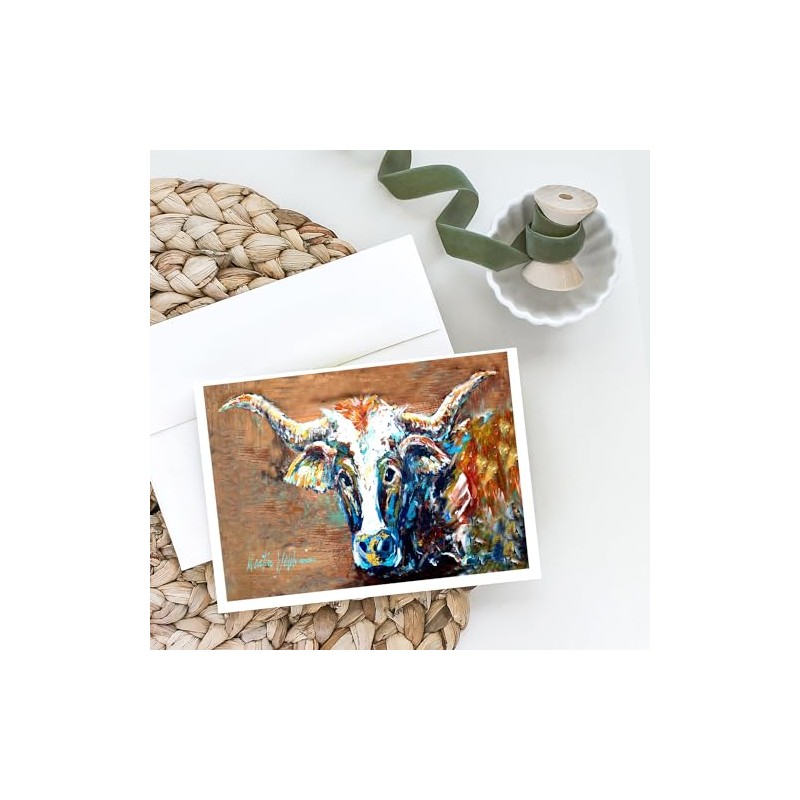 Caroline's Treasures On the Loose Brown Cow Greeting Cards Pack