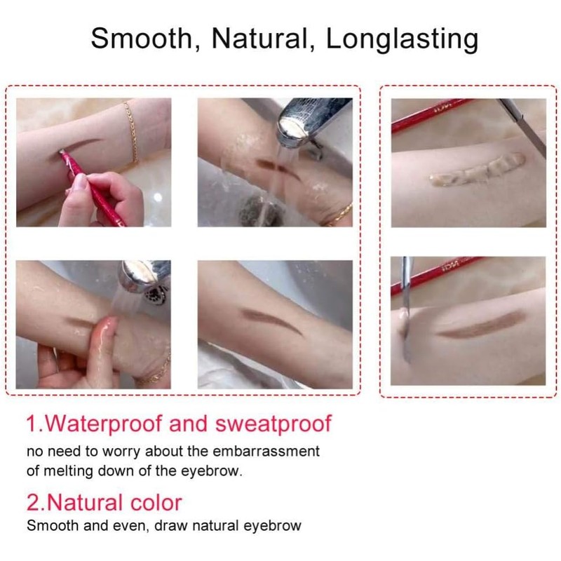 Lápiz de cejas microblading semipermanente, resistente al agua, color café,