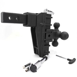 Trailer Hitches, Tri-Ball (1-7/8" x 2" x 2-5/16") Drop Hitch, Adjustable Trailer Hitch Fits 2.5-Inch Receiver, 6 Inch Drop/Rise Drop Cushioned Hitch w/Anti-Theft Pin, Tow Hitch 20,000 Fits LBS GTW