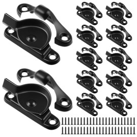 Hicarer 12 Pack Zinc Window Sash Lock Casement Window Lock 1-15/16 and 1-7/8 in. Hole Centers, Window Locks Security Replacement for Single/Double Hung Wood Windows (Matte Black)