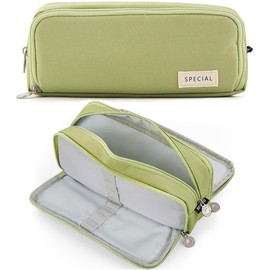 MAMUNU Pencil Case Large Capacity Pencil Pouch with 3 Compartment Stationery Storage Pen Bag for School Office Pencil Bag Comestic Makeup Bag for Women Men Girls Boys, Green